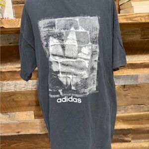 adidas Black Tee with White Distressed Graphic